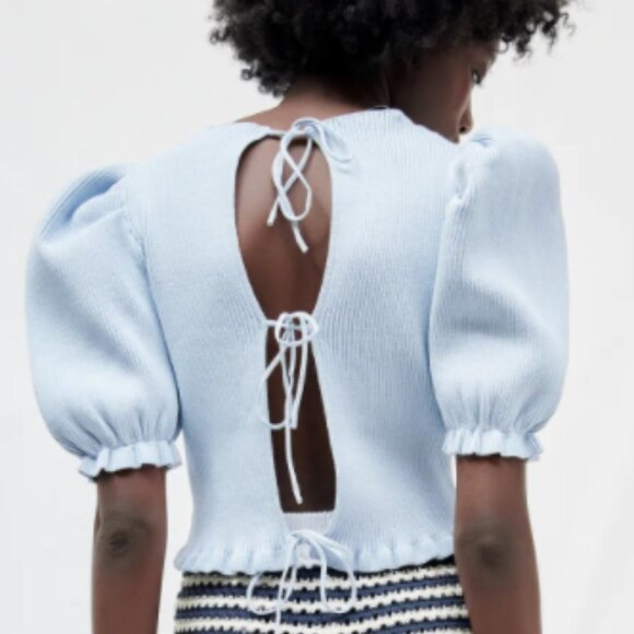 ZARA PUFFER SLEEVE BLOUSE SIZE MEDIUM - Picture 2 of 6